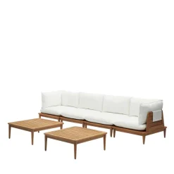 Teakholz Lounge modular & 2 Couchtische - Palm (sechsteilig)^Wohnen New