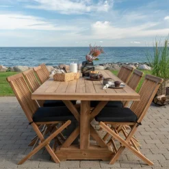 Teakholz Tischgruppe mit acht Stühlen - Kaena (neunteilig)^Wohnen Discount