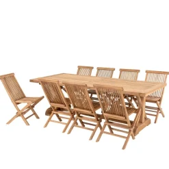 Teakholz Tischgruppe mit acht Stühlen - Kaena (neunteilig)^Wohnen Discount