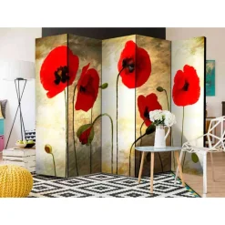 5-teiliger Paravent Gemalter Klatschmohn - Renira^Wohnen Best
