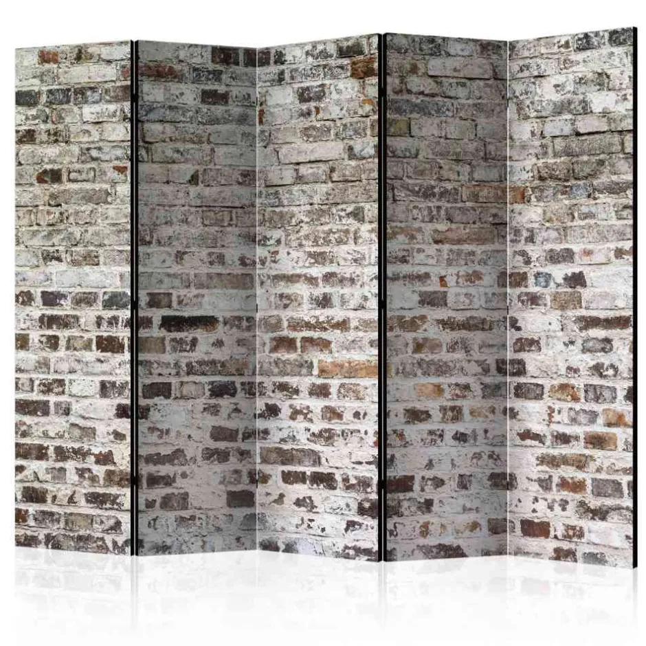 5-teiliger Paravent Mauer in Braun Weiß - Toronto^Wohnen Outlet