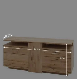 Teilmassive Wohnkombination in Eiche - Crokas (vierteilig)^Wohnen Hot