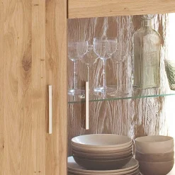 Wohnen Teilmassive Wohnzimmervitrine in Eiche - Crokas