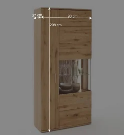 Wohnen Teilmassive Wohnzimmervitrine in Eiche - Crokas