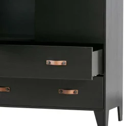 Wohnen Teilmassiver 94x180x40 Kiefernholz Kleiderschrank in Schwarz - Ilvessino
