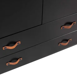 Wohnen Teilmassiver 94x180x40 Kiefernholz Kleiderschrank in Schwarz - Ilvessino