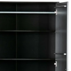 Wohnen Teilmassiver 94x180x40 Kiefernholz Kleiderschrank in Schwarz - Ilvessino