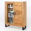 Wohnen Teilmassives Highboard einseitig Glas - Arello