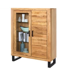 Wohnen Teilmassives Highboard einseitig Glas - Arello