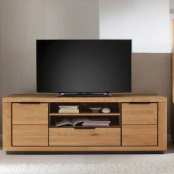 Teilmassives TV Board in Wildeiche und Schwarz - Vlacoma^Wohnen Clearance