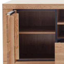 Teilmassives TV Board in Wildeiche und Schwarz - Vlacoma^Wohnen Clearance