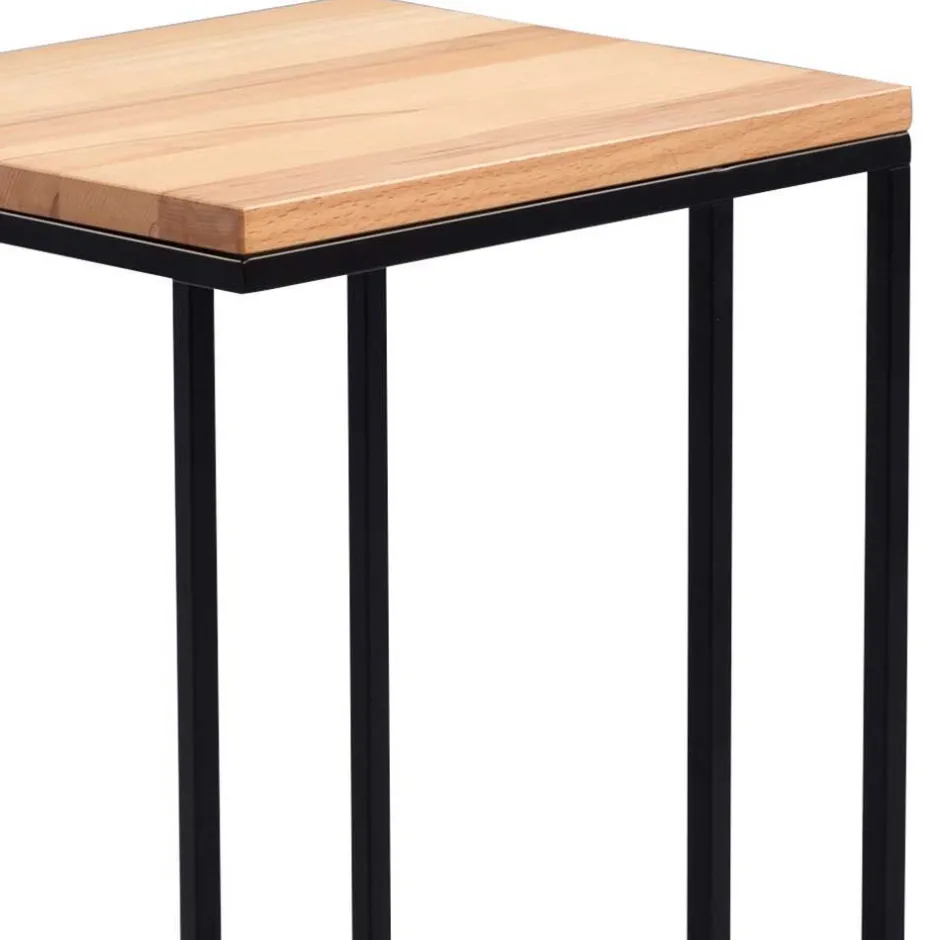 Telefontisch mit Holzplatte Kernbuche Lowes & Metallgestell Schwarz^Wohnen New