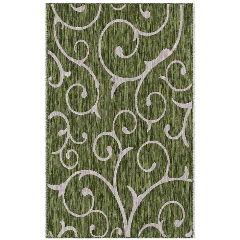 Wohnen Terrassen Teppich in Oliv Grün und Cremeweiß - Duran