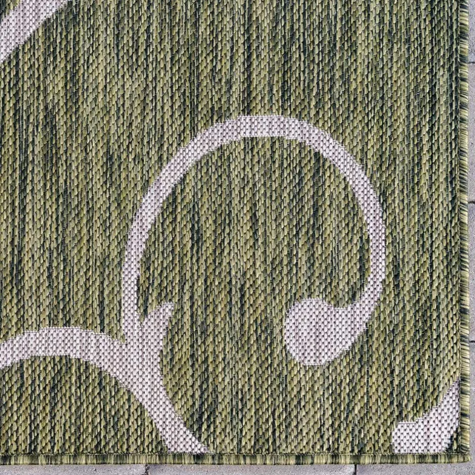 Wohnen Terrassen Teppich in Oliv Grün und Cremeweiß - Duran