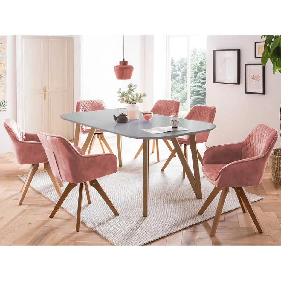 Tisch & Samt Tischsessel - Matiano (siebenteilig)^Wohnen Clearance