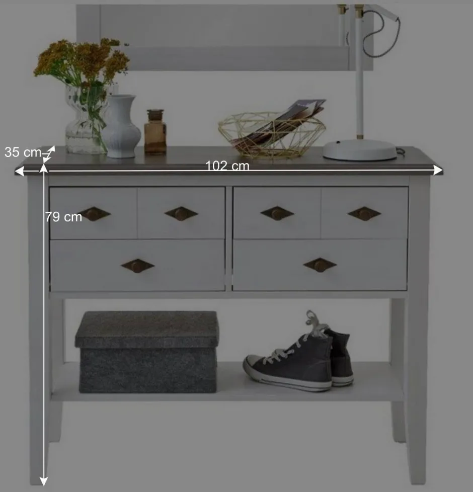 Tisch Kommode Mirandesca in Weiß Grau^Wohnen Clearance