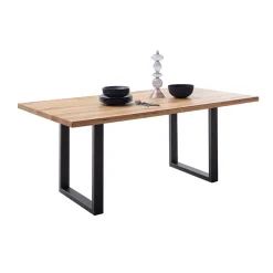 Tisch mit Wildeiche Massivholzplatte - Guven^Wohnen Clearance