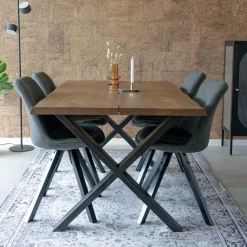 Wohnen Tisch mit X-Füßen & Stühle - Morescan (fünfteilig)