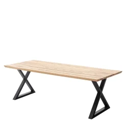 Tisch mit X-Gestell und Zerreiche Platte - Aljawis^Wohnen Sale