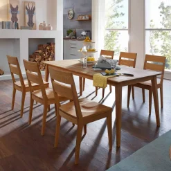 Wohnen Tisch und Stuhl Set Likes aus Holz Wildeiche massiv (siebenteilig)