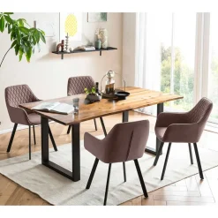 Tischgruppe in Braun mit Schwarz - Bruce (fünfteilig)^Wohnen Best