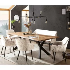 Wohnen Tischgruppe mit Bank Set - Memphis (sechsteilig)