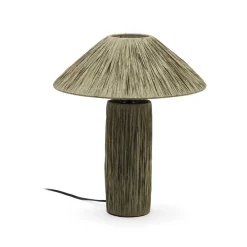 Wohnen Tischleuchte in Graugrün aus Raffia - Dasanti