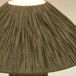 Wohnen Tischleuchte in Graugrün aus Raffia - Dasanti
