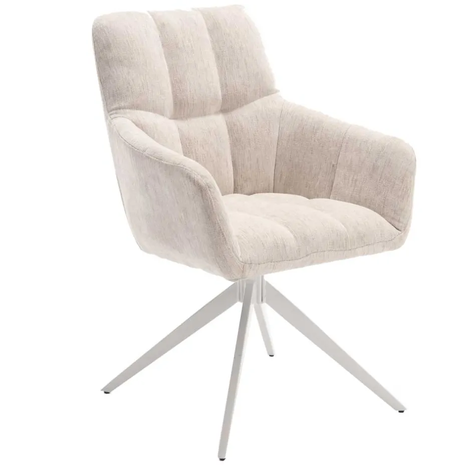 Wohnen Tischsessel in Creme Strukturstoff - Gonnya (2er Set)