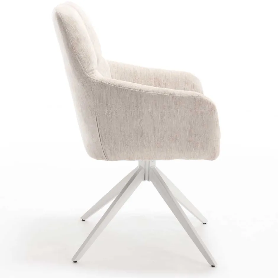 Wohnen Tischsessel in Creme Strukturstoff - Gonnya (2er Set)