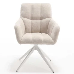 Wohnen Tischsessel in Creme Strukturstoff - Gonnya (2er Set)