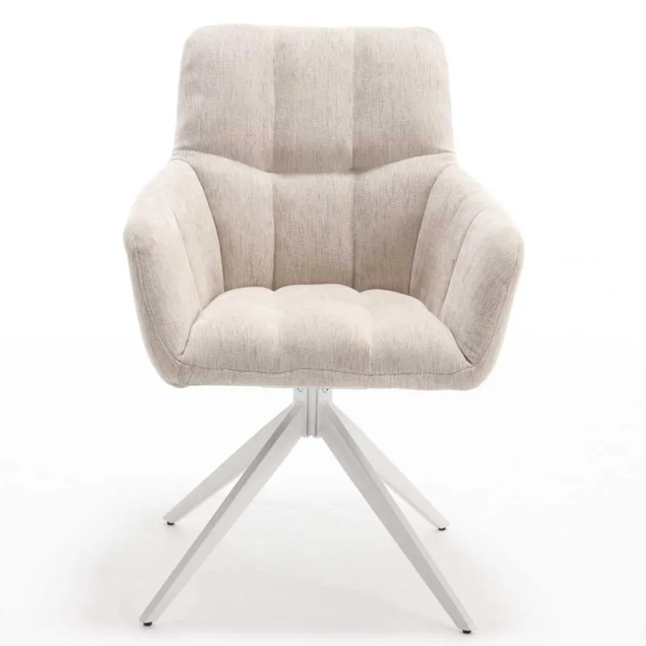 Wohnen Tischsessel in Creme Strukturstoff - Gonnya (2er Set)