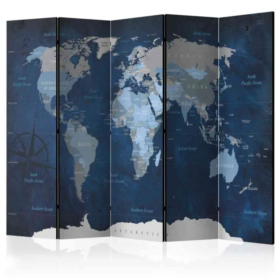 5-tlg Spanische Wand in Blau & Grau - Mabu^Wohnen Discount