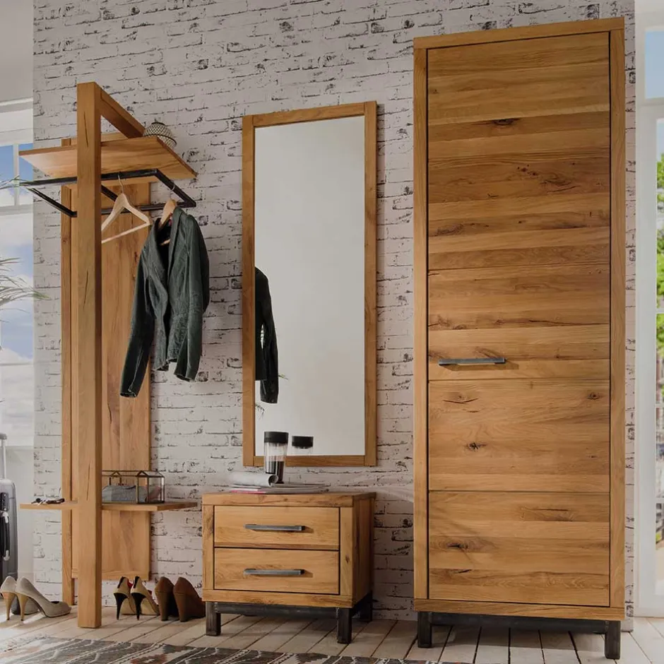 Wohnen Tolle Garderobenmöbel aus Wildeiche - Mulcian (vierteilig)