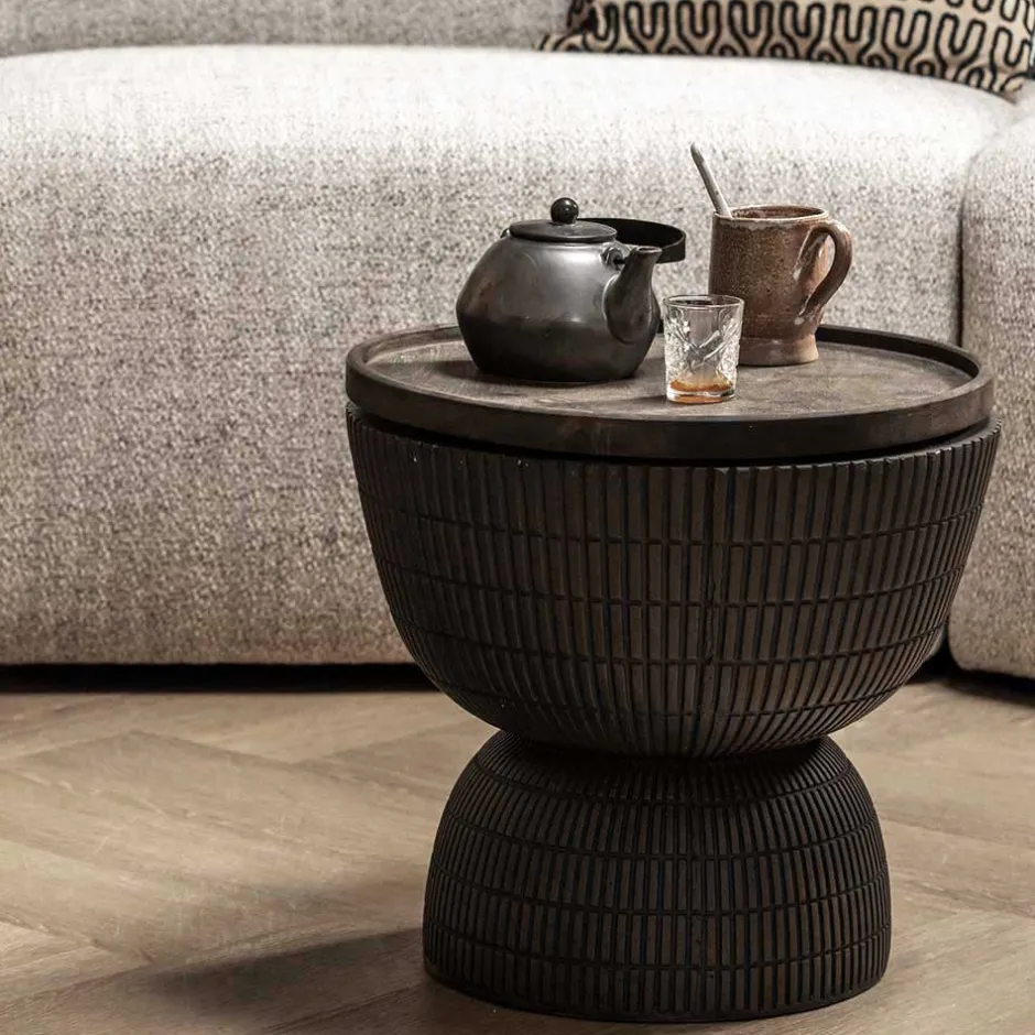 Tonfaser Beistelltisch in Dunkelbraun - Feregato^Wohnen