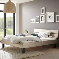 Wohnen Topp Bettgestell mit Kopfteil in Silber Grau - Domago