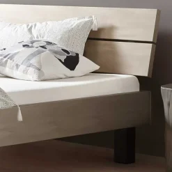 Wohnen Topp Bettgestell mit Kopfteil in Silber Grau - Domago