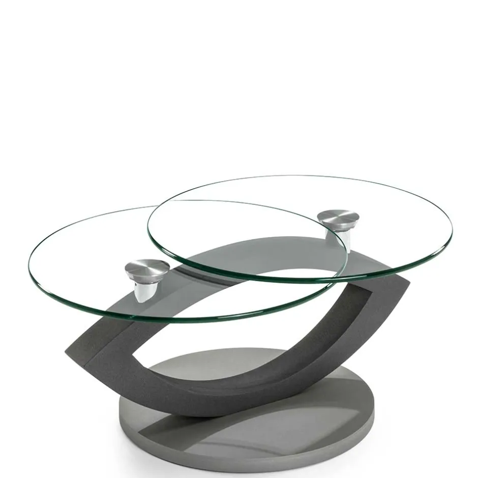 Wohnen Topp Couchtisch mit 2 runden Glasplatten - Annely