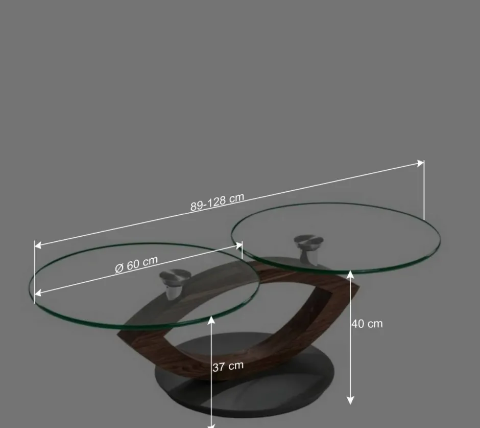 Wohnen Topp Couchtisch mit 2 runden Glasplatten - Annely