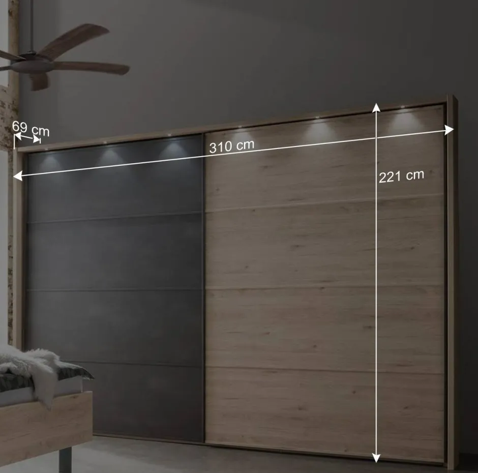 Wohnen Topp Schlafzimmerschrank mit zwei Schwebetüren - Licruva