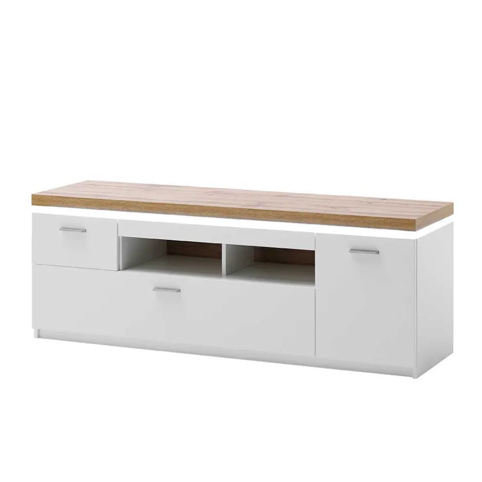 Wohnen Topp TV Element in Weiß & Wildeiche mit LED - Caldri