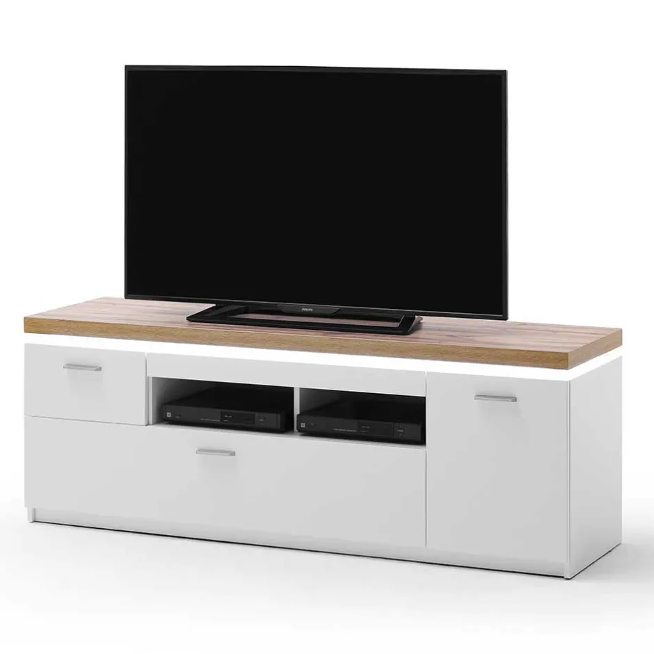 Wohnen Topp TV Element in Weiß & Wildeiche mit LED - Caldri