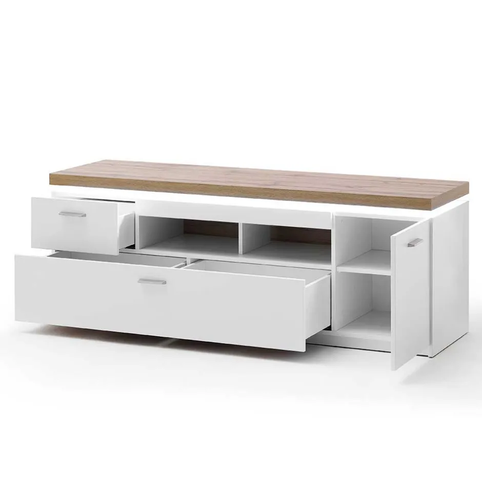 Wohnen Topp TV Element in Weiß & Wildeiche mit LED - Caldri