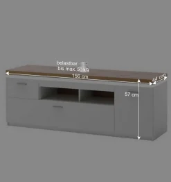 Wohnen Topp TV Element in Weiß & Wildeiche mit LED - Caldri