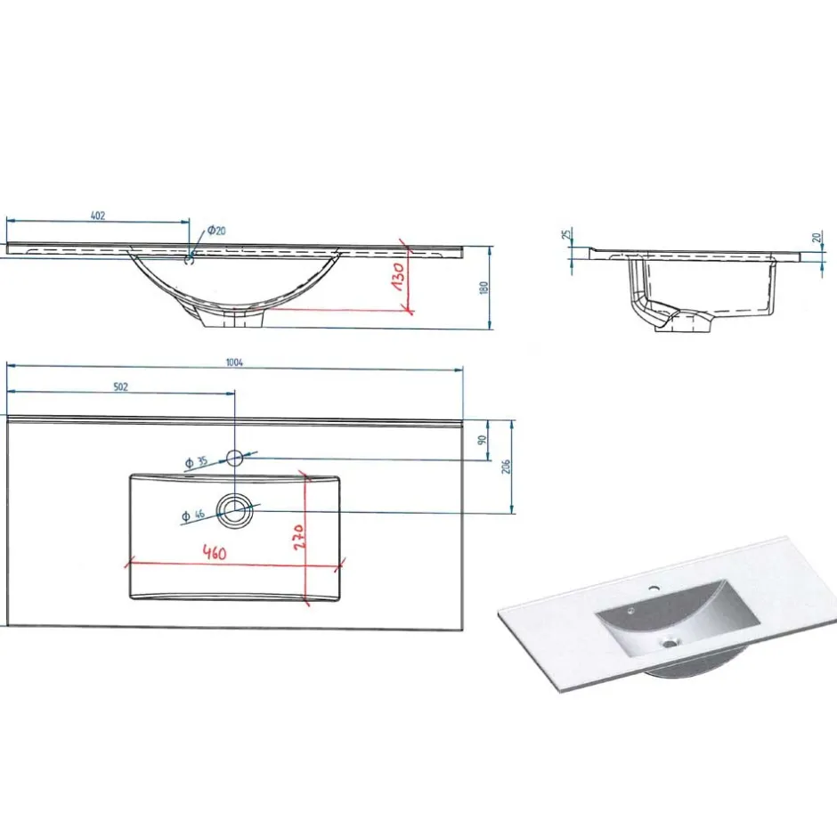 Wohnen Topp Waschtisch mit Becken zum Aufhängen - Lemnas