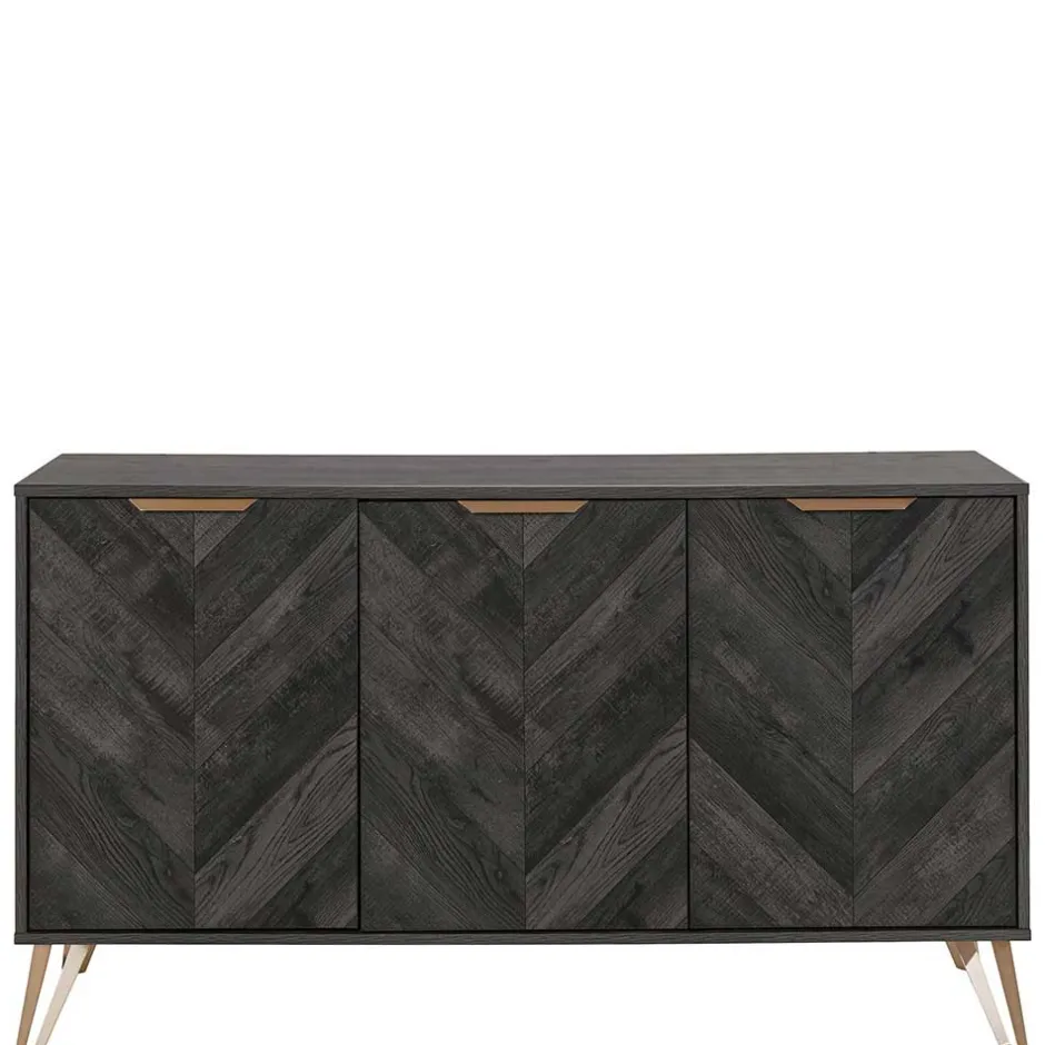 Wohnen Türen-Kommode in Holzoptik Black Wash - Salivi V