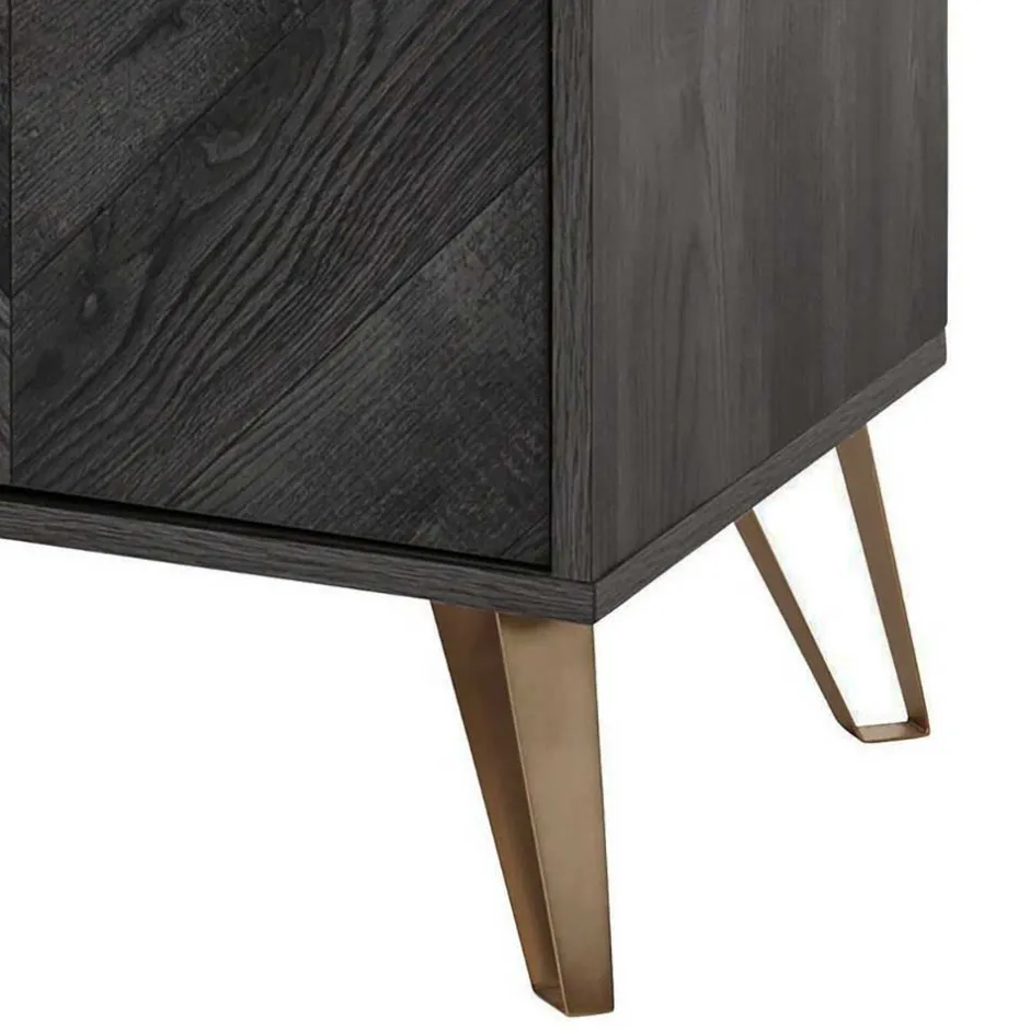 Wohnen Türen-Kommode in Holzoptik Black Wash - Salivi V