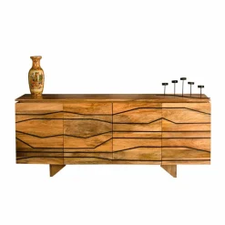 Türen-Sideboard mit toller Rillendesign Front Kentura aus Mango Massivholz^Wohnen Clearance