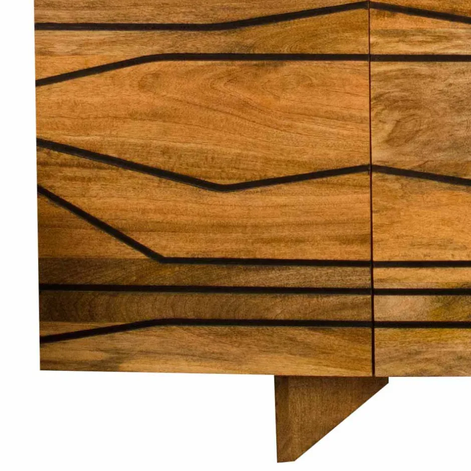 Türen-Sideboard mit toller Rillendesign Front Kentura aus Mango Massivholz^Wohnen Clearance
