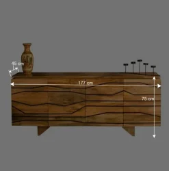 Türen-Sideboard mit toller Rillendesign Front Kentura aus Mango Massivholz^Wohnen Clearance